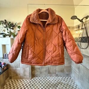 Madewell Reversible Rust Colored Quilted Puffer Jacket